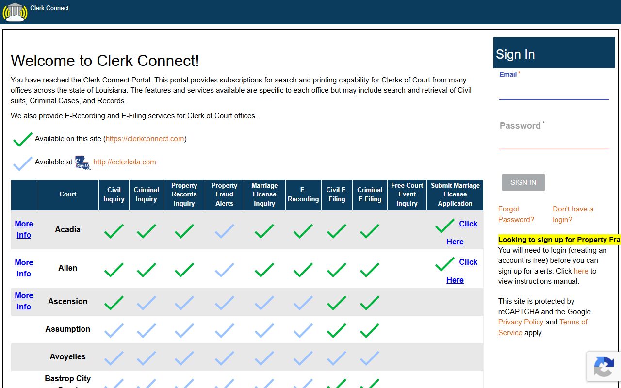 Webster Parish court records after jail arrest Clerk Connect search portal